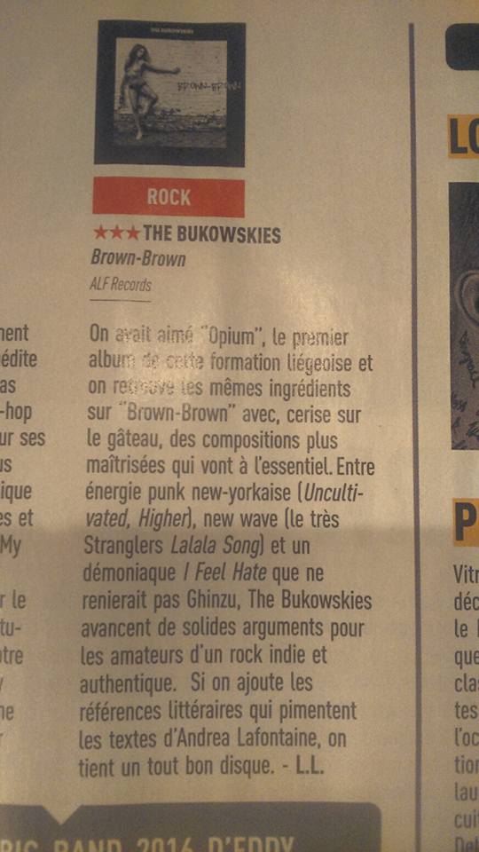 Critique de l'album Brown-Brown de The Bukowkies dans le Moustique